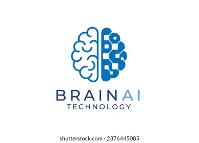 brain logo suitable for technology logo design. brain tech vector logo template. Artificial intelligence logo