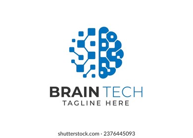 brain logo suitable for technology logo design. brain tech vector logo template. Artificial intelligence logo