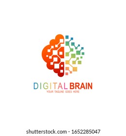 Brain logo with technology design