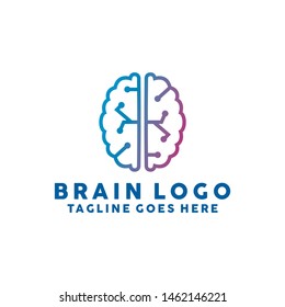 Brain Logo Technology Icon. Digital Vector Technology Symbol. Company Logo Design Inspiration.
