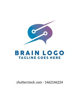 Brain Logo Technology Icon. Digital Vector Technology Symbol. Company Logo Design Inspiration.