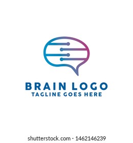 Brain Logo Technology Icon. Digital Vector Technology Symbol. Company Logo Design Inspiration.