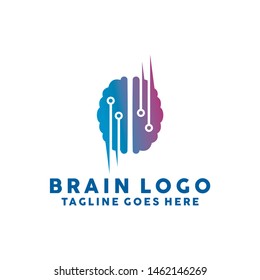 Brain Logo Technology Icon. Digital Vector Technology Symbol. Company Logo Design Inspiration.