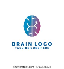 Brain Logo Technology Icon. Digital Vector Technology Symbol. Company Logo Design Inspiration.