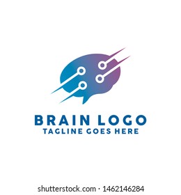 Brain Logo Technology Icon. Digital Vector Technology Symbol. Company Logo Design Inspiration.