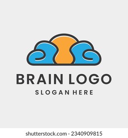 Plantilla de logotipo cerebral, logotipos abstractos para la innovación creativa.