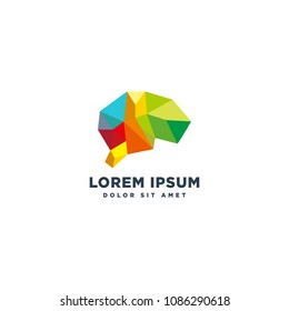 brain logo template colorfull