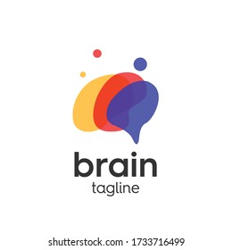 Brain logo template with creative thoughts full of ideas