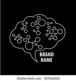 Brain - logo. Template design sign of the brain and neural connections. Brainstorming logotype concept icon.