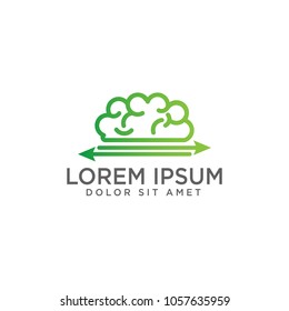 brain logo template, line art logo concept for download