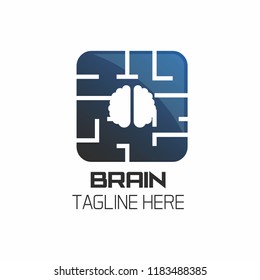 brain logo with text space for your  tag line, vector illustration