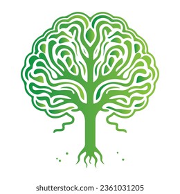 Logo del cerebro que formó silueta de árbol. Creatividad, idea, éxito. Crecer ideas.