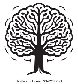 Logo del cerebro que formó silueta de árbol. Creatividad, idea, éxito. Crecer ideas.	