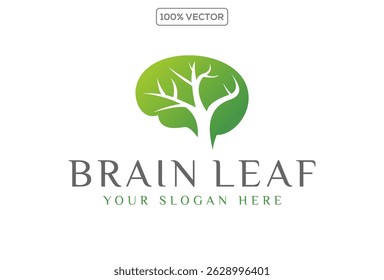 Logotipo del cerebro que formó la ilustración de la Plantilla del logotipo del Vector de la silueta del árbol