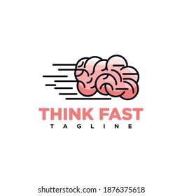 Logotipo cerebral, con plantilla de vector de diseño de concepto rápido de pensamiento