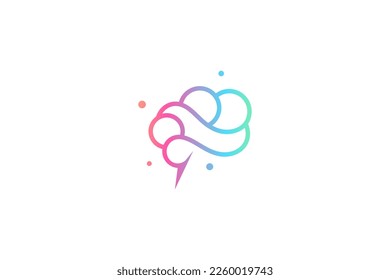 Brain logo with unique design style in colorful gradient