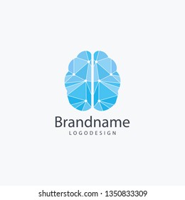 Brain logo vector clean and colorful logo template low poly style