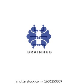 brain logo vector, brain connection logo design. digital brain logo template