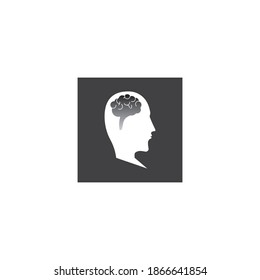 Ilustración del diseño del vector del logotipo del cerebro,fondo de la plantilla de icono.