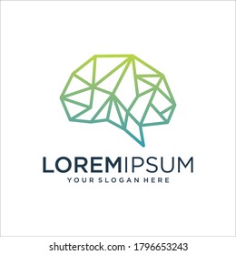 brain logo vector design with outline style