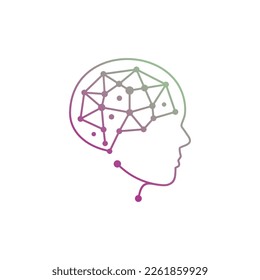 brain Logo vector of Digital artificial intelligence symbol data science icon head smart people clipart