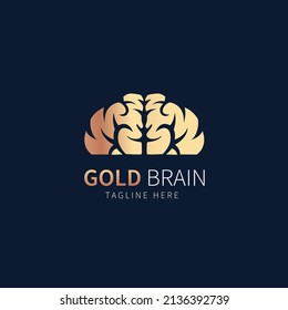 brain logo vector. gold luxury brain illustration