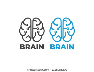 Brain Logo vector. Technology and neurology vector logo. Brain digital icon