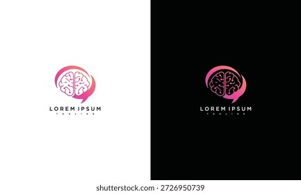 Brain logos displayed in pink gradient on contrasting white and black backgrounds