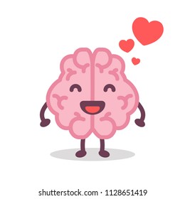Brain in Love Cartoon Vector Illustration