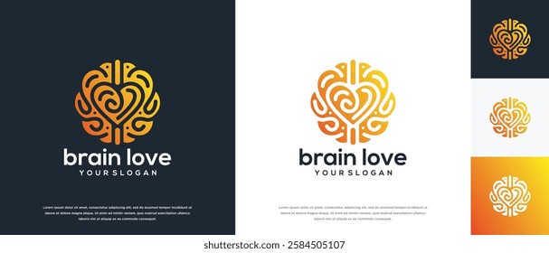 Brain love logo design. Brain love logo template. Logo symbol icon