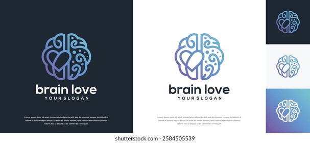 Brain love logo design. Brain love logo template. Logo symbol icon