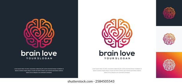 Brain love logo design. Brain love logo template. Logo symbol icon