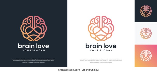 Brain love logo design. Brain love logo template. Logo symbol icon