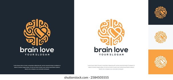 Brain love logo design. Brain love logo template. Logo symbol icon