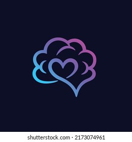 Brain Love Logo With Simple Concept