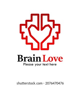 Brain love symbol logo template illustration