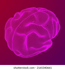 Cerebro. Cerebro humano digital abstracto de polos bajo. Red neuronal. IQ testing, inteligencia artificial virtual emulación concepto de tecnología científica. Ilustración vectorial de malla baja de malla de malla de alambre.