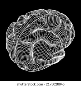 Brain. Low poly abstract digital human brain. Neural network. IQ testing, artificial intelligence virtual emulation science technology concept. Wireframe low poly mesh vector illustration.