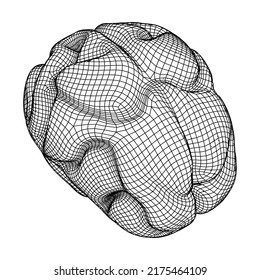 Brain. Low poly abstract digital human brain. Neural network. IQ testing, artificial intelligence virtual emulation science technology concept. Wireframe low poly mesh vector illustration.