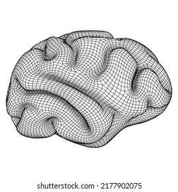 Brain. Low poly abstract digital human brain. Neural network. IQ testing, artificial intelligence virtual emulation science technology concept. Wireframe low poly mesh vector illustration.