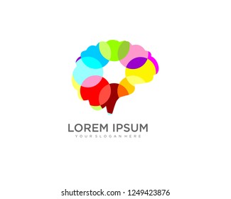 Brain Low Poly Color Logo Template