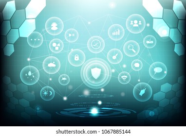 Brain low polygon network connection digital science futuristic technology abstract background, thinking business infographic icons concept