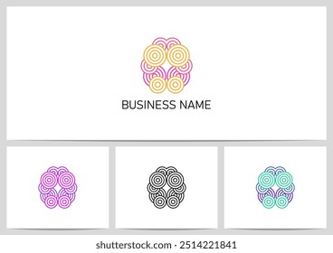 Cerebro hecho de círculos Diseño de logotipos