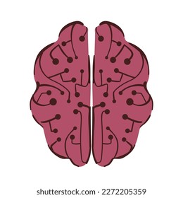 Brain made from digital isolated on white