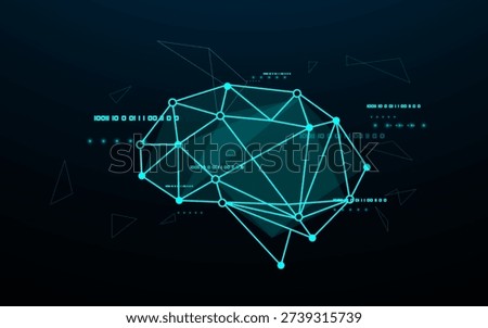 Brain made of lines and dots. Lines are connected to each other. Innovation technology concept. IA Futuristic technology