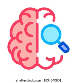 Brain Magnifier Icon Vector. Outline Brain Magnifier Sign. Isolated Contour Symbol Illustration