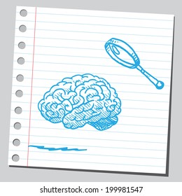 Brain and magnifying glass