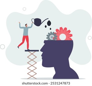 Manutenção do cérebro, correção de problema emocional e mental, impulsionar a criatividade e processo de pensamento ou melhorar o design concept.flat motivation com as pessoas.