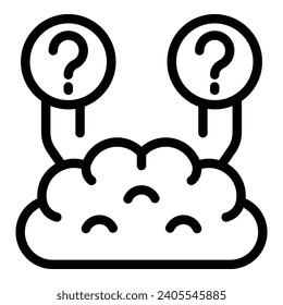 Brain making decision icon outline vector. Brainstorming solution search. Confused cognitive intellect
