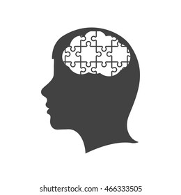 brain male puzzle head silhouette idea icon. Isolated and flat illustration. Vector graphic